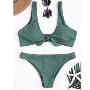 Lake Green Knotted Scoop Bikini set